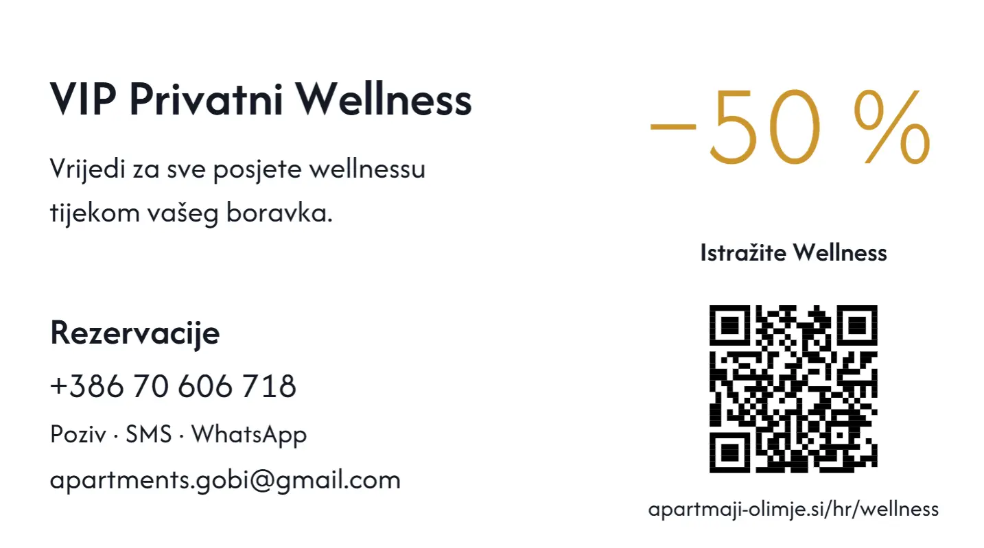 50 % popusta na VIP privatni wellness tijekom boravka