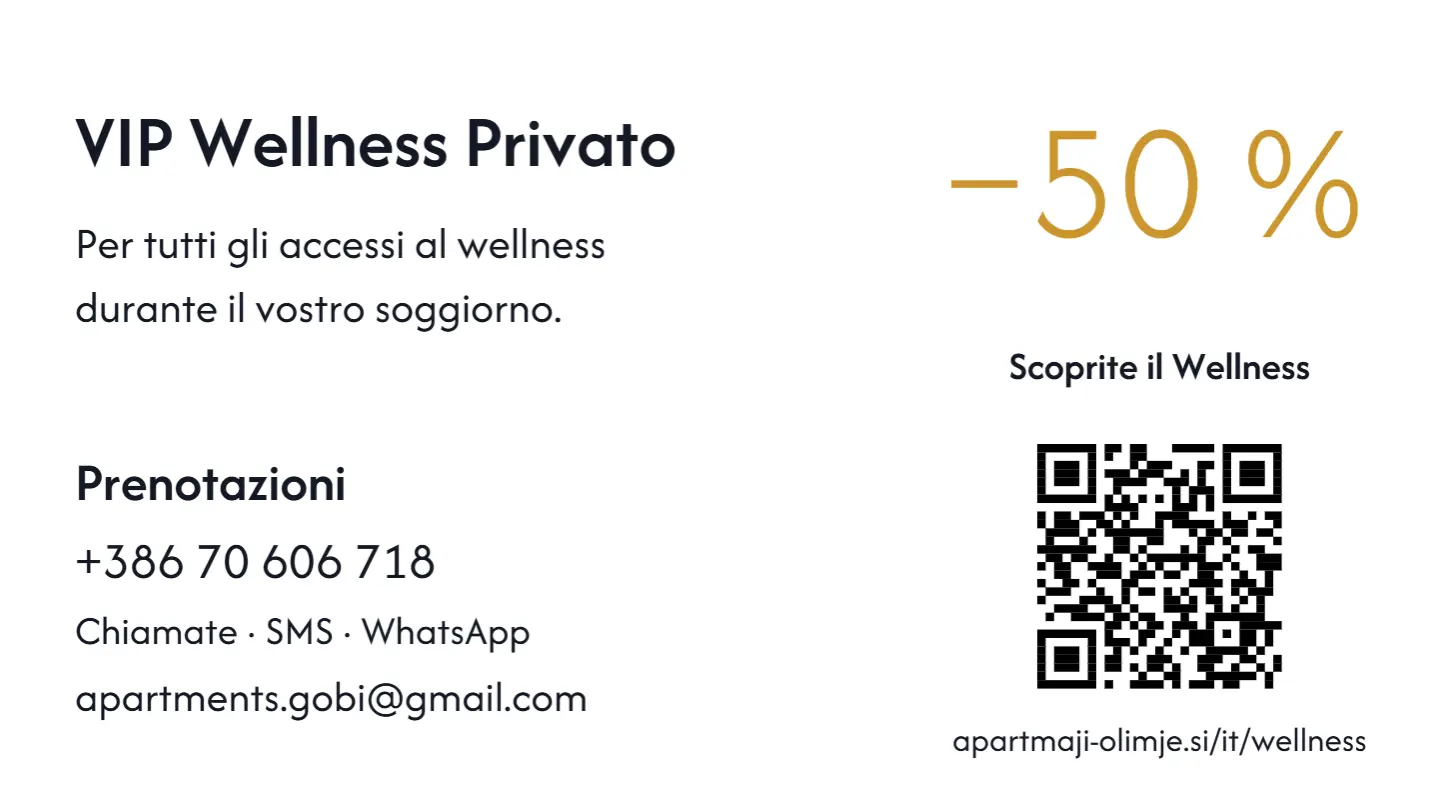 Sconto del 50% sul wellness privato VIP durante il soggiorno